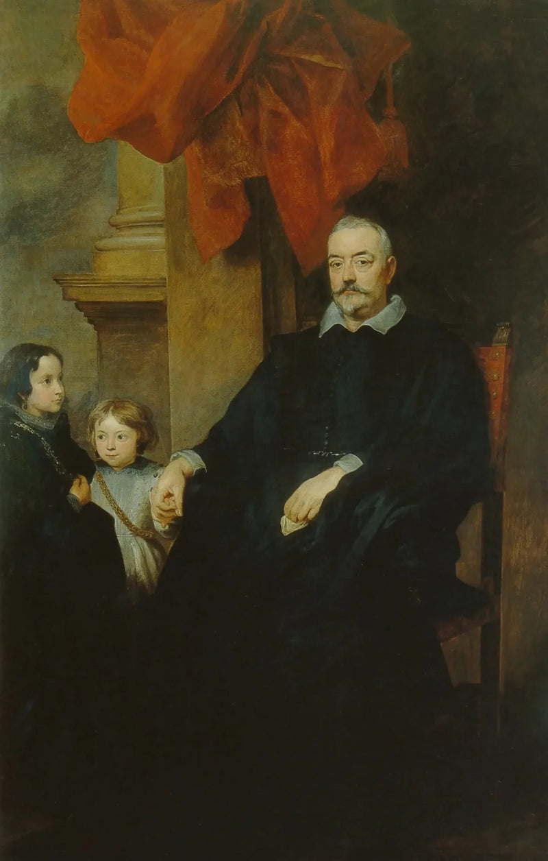 Genovalaisen aatelismiehen muotokuva kahden lapsen kanssa - Antoine van Dyck