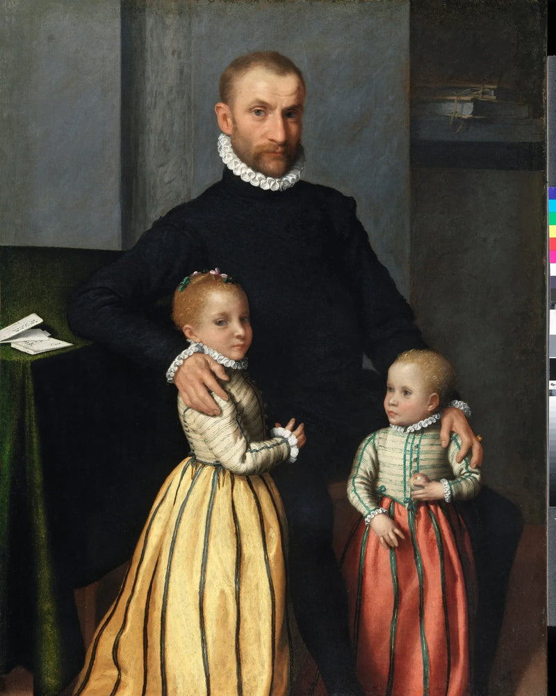 Aatelismiehen ja hänen kahden lapsensa muotokuva - Giovanni Battista Moroni