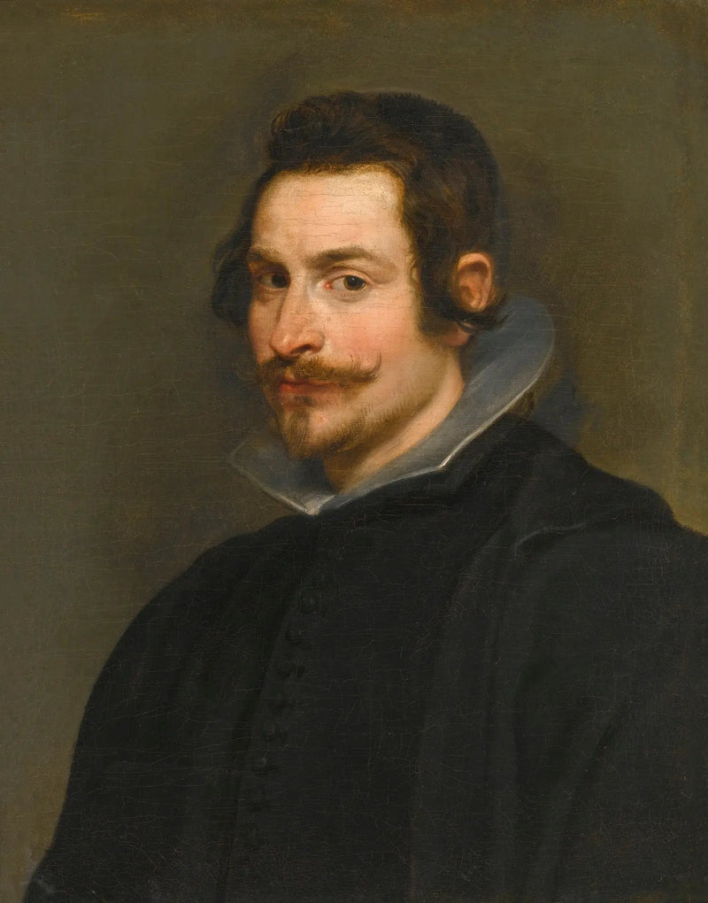Herrasmiehen muotokuva, puolivartalo, pukeutuneena mustaan - Peter Paul Rubens
