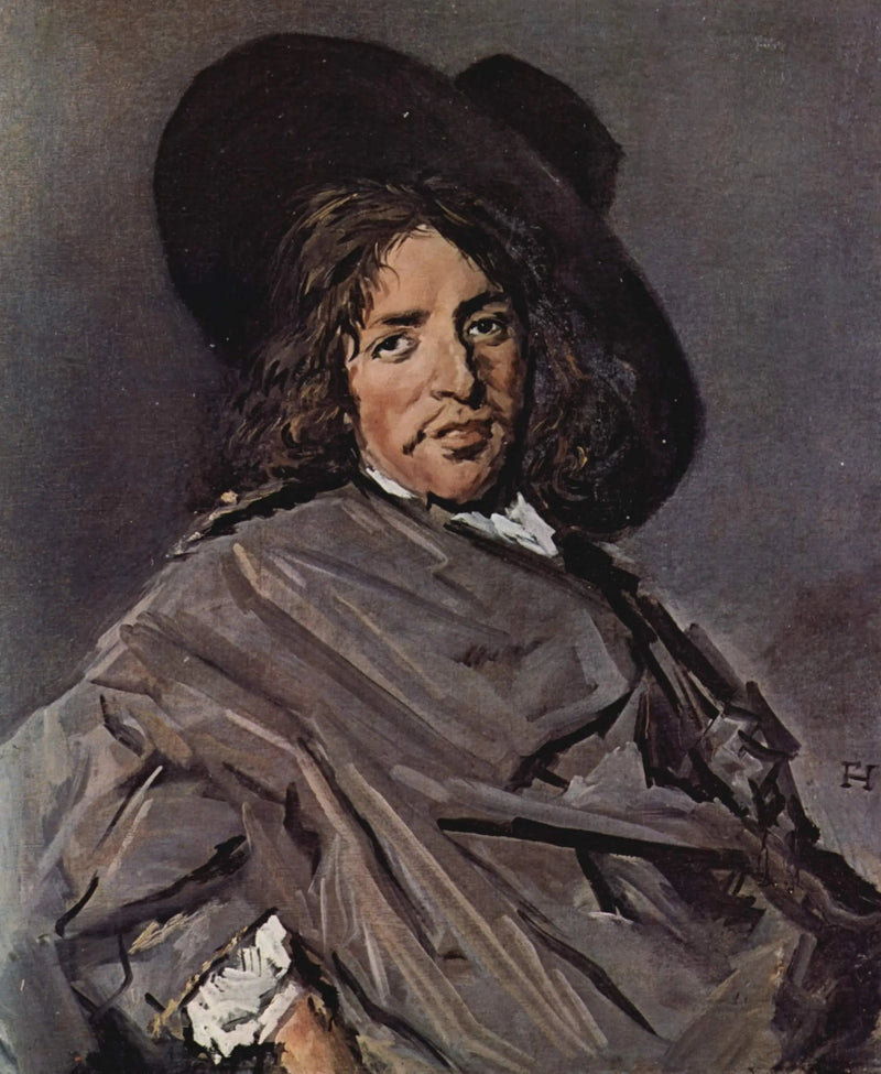 Miehen muotokuva istumassa hatun kanssa vinossa - Frans Hals