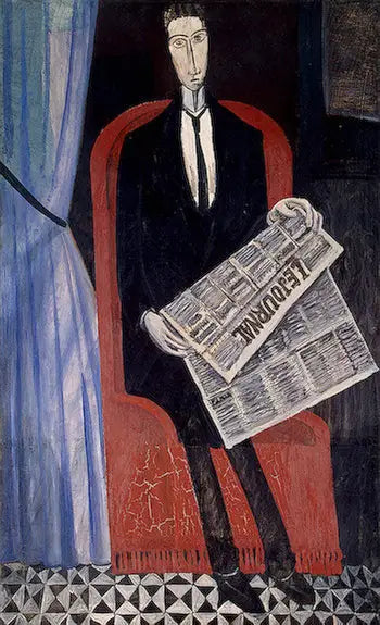 Miehen muotokuva sanomalehden kanssa (Ritari X) - André Derain