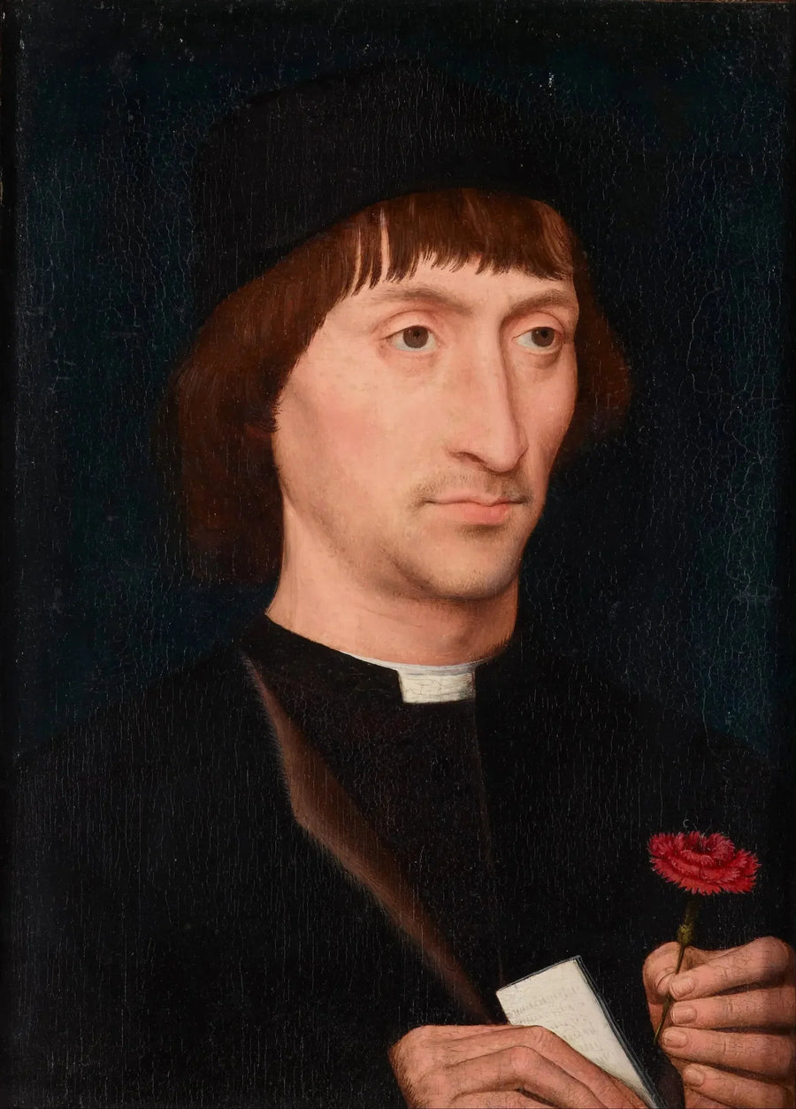 Miehen muotokuva ruusun kanssa - Hans Memling