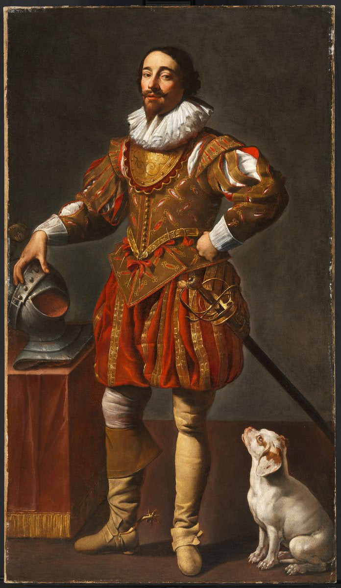 Miehen muotokuva hänen koiransa kanssa - Simon Vouet