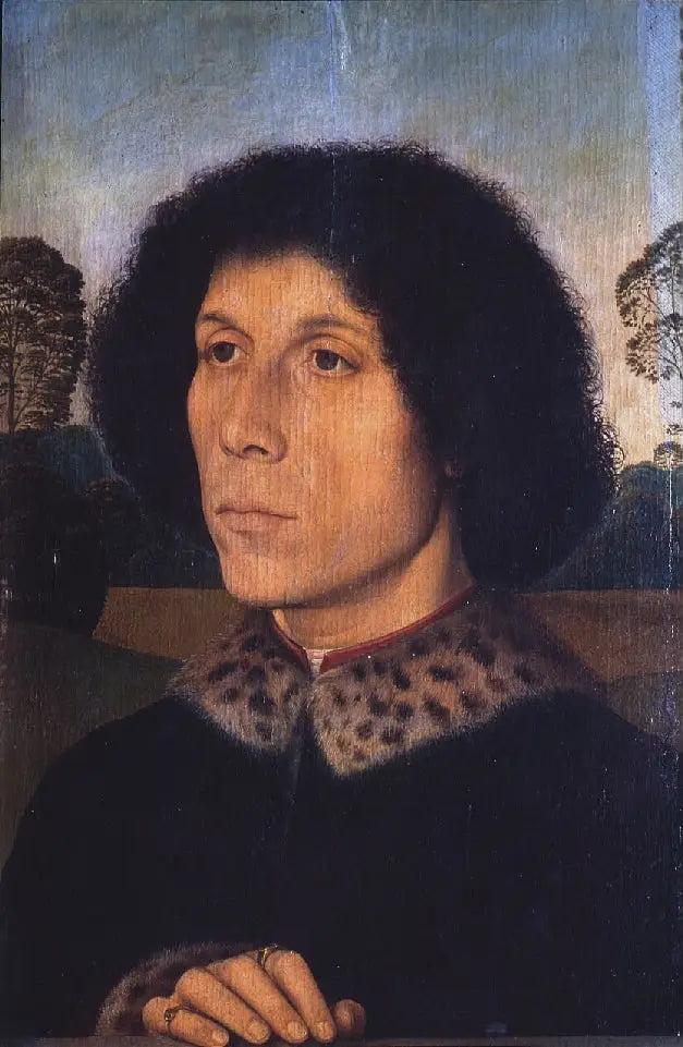 Miehen muotokuva maisemassa - Hans Memling