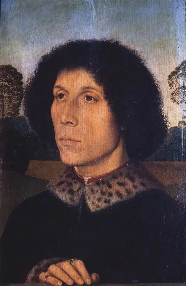 Miehen muotokuva maisemassa - Hans Memling