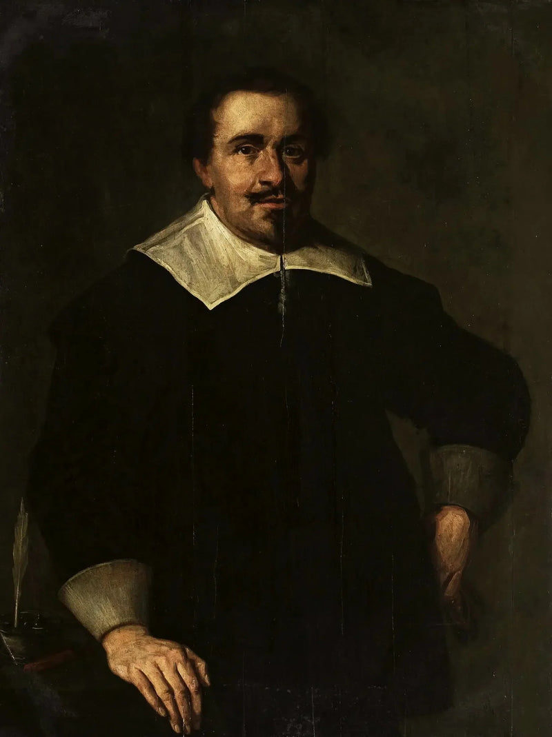 39-vuotiaan miehen muotokuva mustepullon kanssa. - Frans Hals