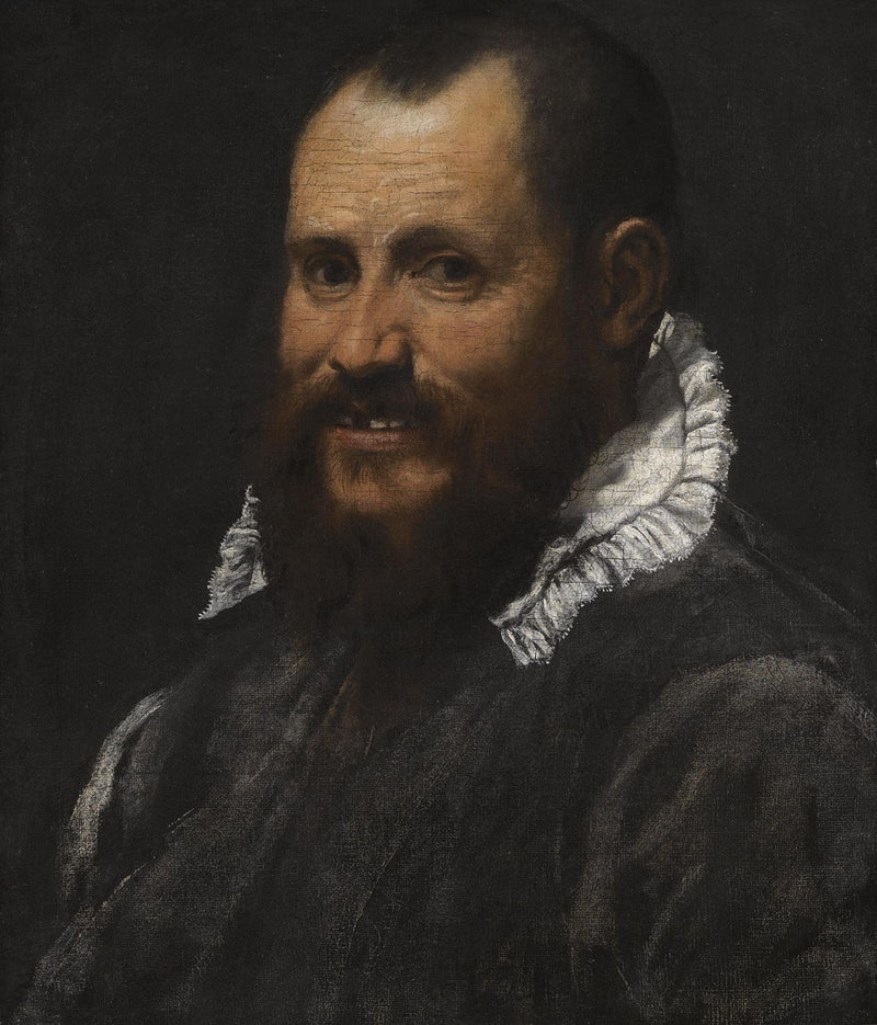 Miehen muotokuva, yläruumis, valkoisessa kauluksessa - Annibale Carracci