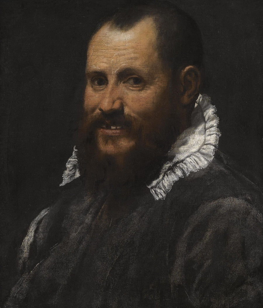 Miehen muotokuva, yläruumis, valkoisessa kauluksessa - Annibale Carracci