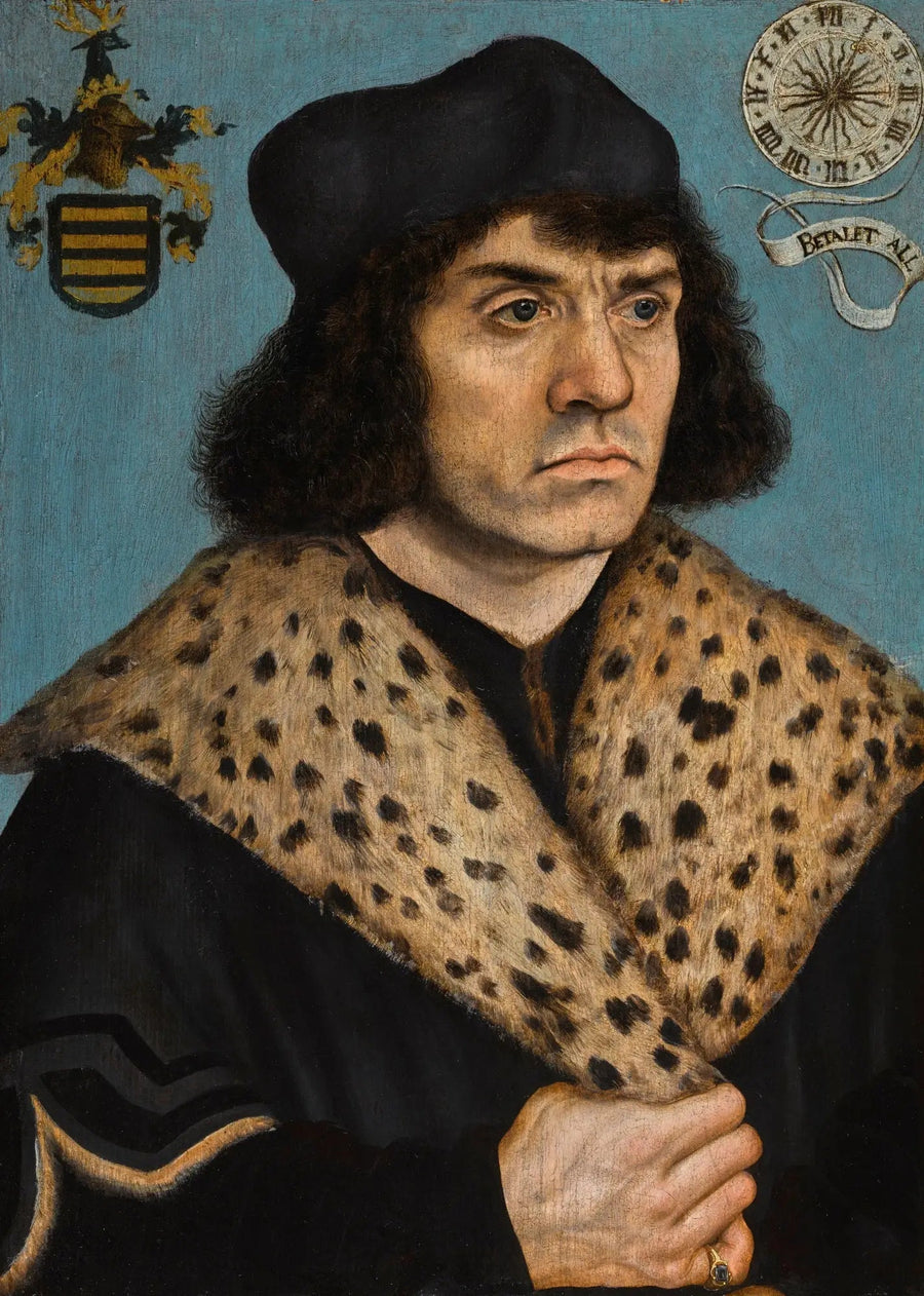 Tuntemattoman miehen muotokuva pilkullisella turkistakilla - Lucas Cranach vanhempi
