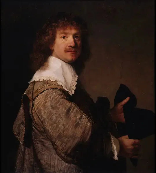 Miehen muotokuva hattu kädessä - Rembrandt
