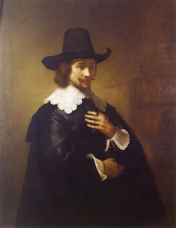 Nuoren miehen muotokuva leveälierisessä hatussa - Rembrandt