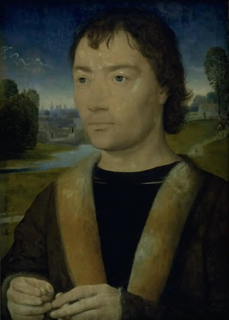 Nuoren miehen muotokuva ristin kanssa - Hans Memling