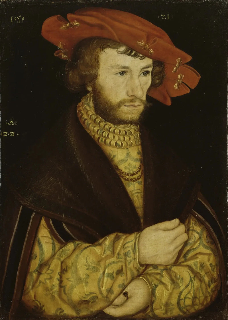 Nuoren miehen muotokuva, jossa on parta ja punainen beretti - Lucas Cranach vanhempi