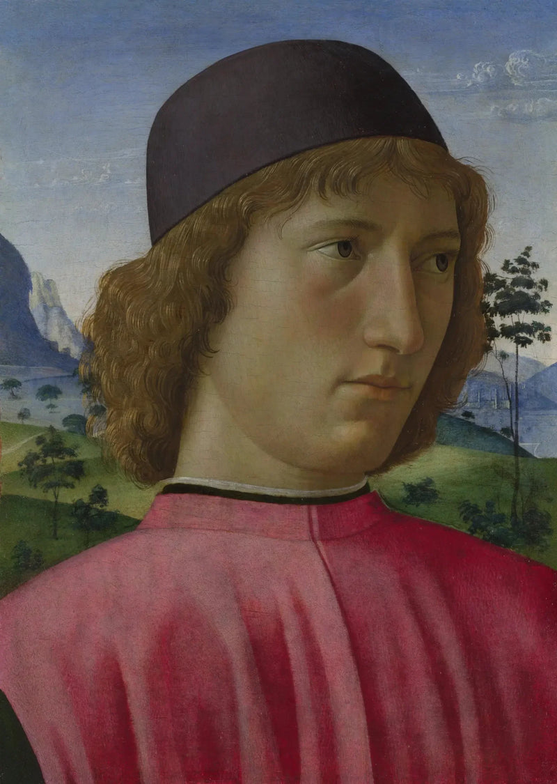 Nuoren miehen muotokuva punaisessa - Domenico Ghirlandaio