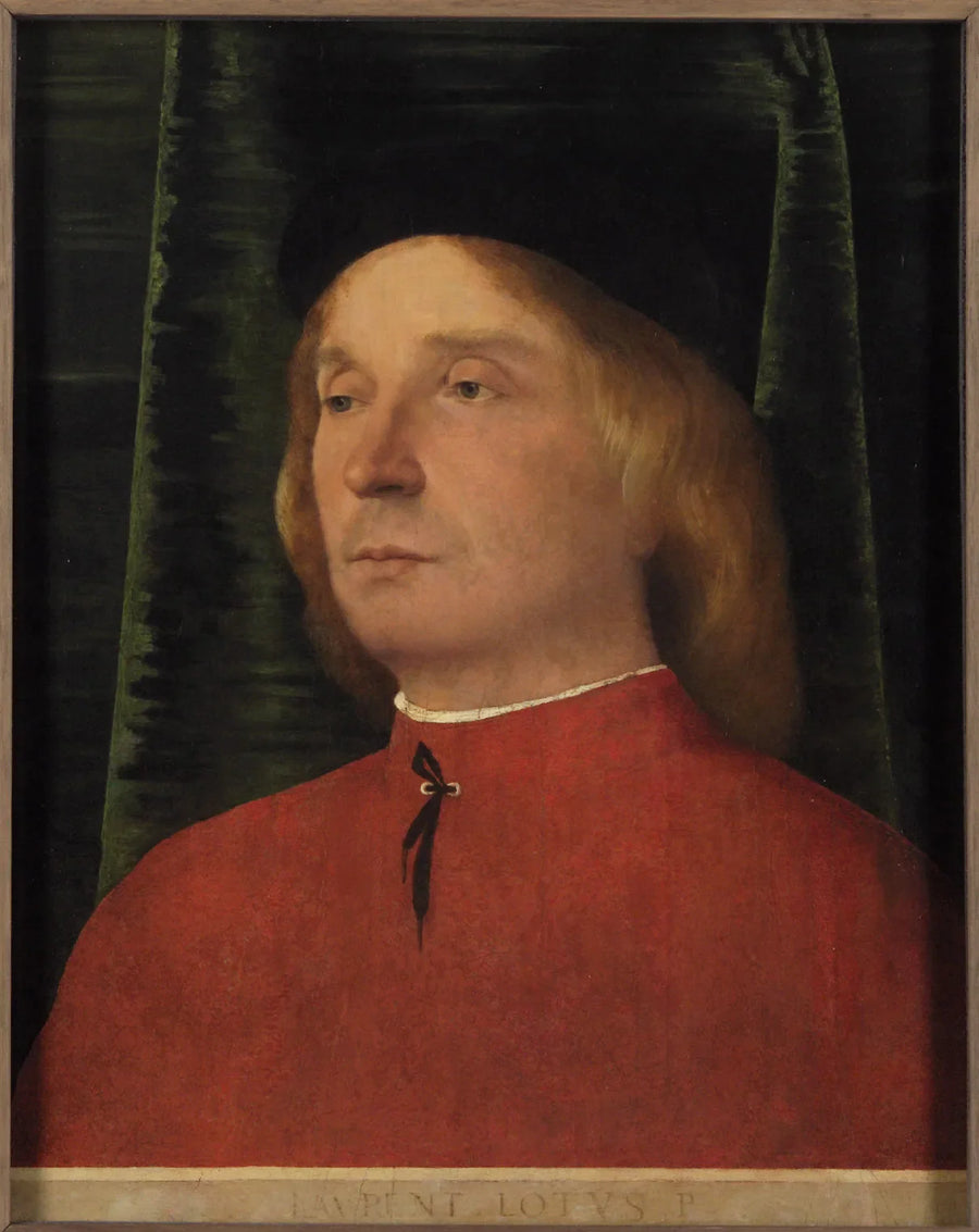 Nuoren miehen muotokuva punaisessa vaatteessa - Lorenzo Lotto