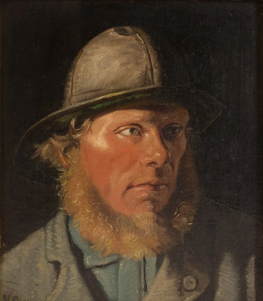 Muotokuva nuoresta kalastajasta sadetakissa. - Michael Peter Ancher