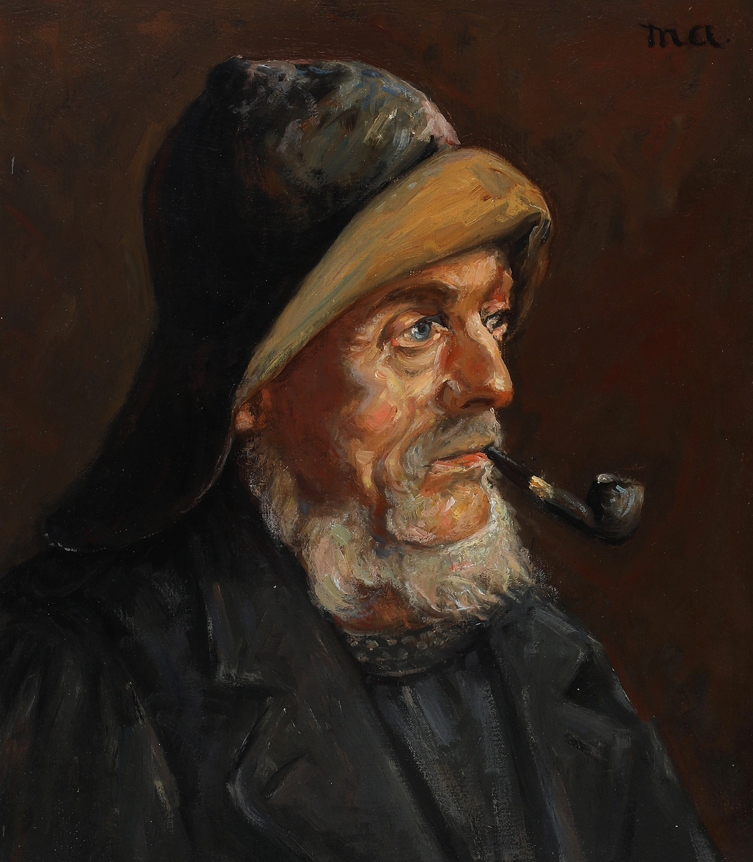 Portrait d’un pêcheur. 35 x 31 cm. - Michael Peter Ancher - Alpha Reproduction
