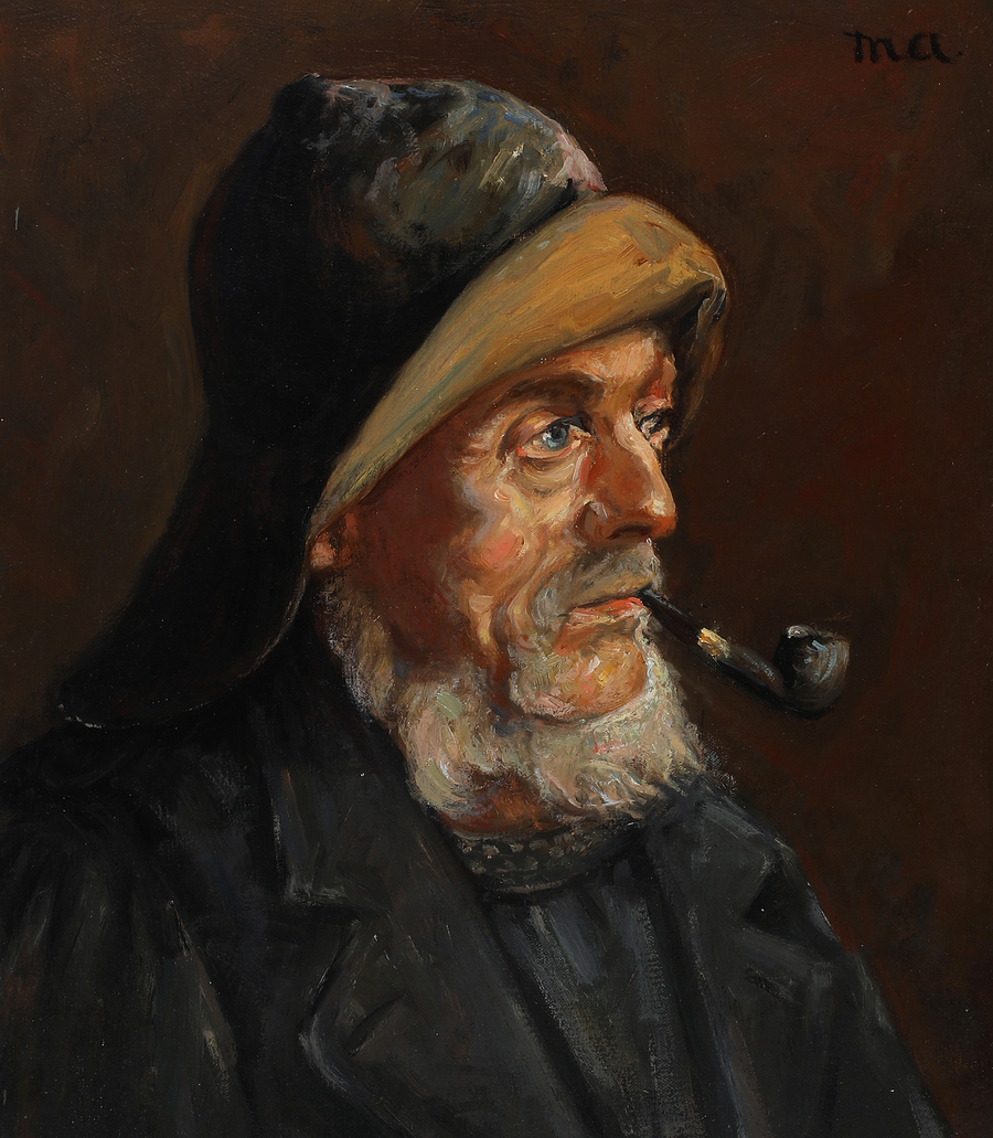 Kalastajan muotokuva. 35 x 31 cm. -Michael Peter Ancher