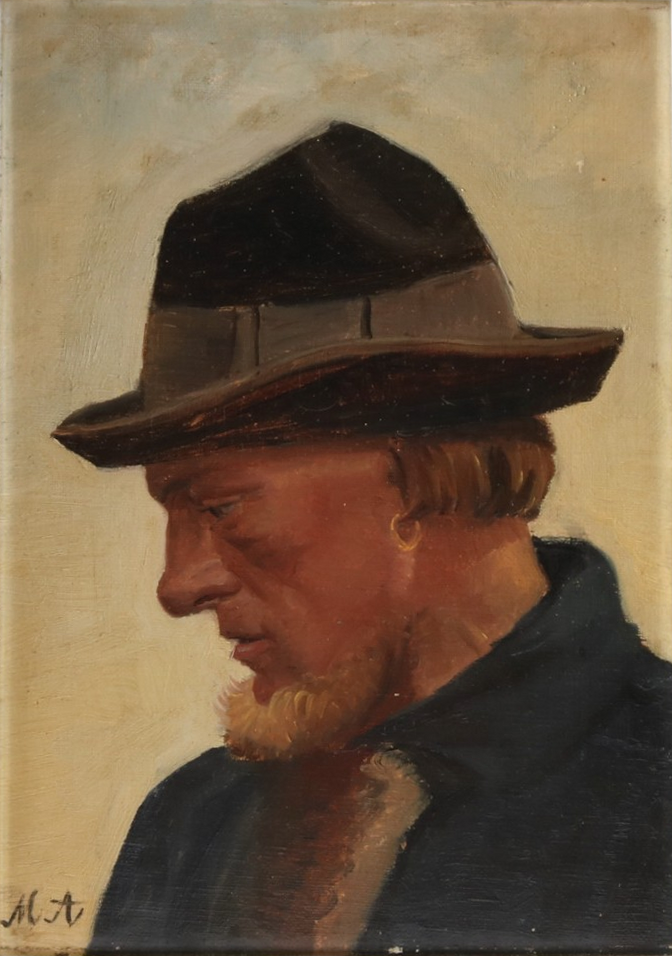 Muotokuva kalastajasta pehmeässä hatussa. -Michael Peter Ancher