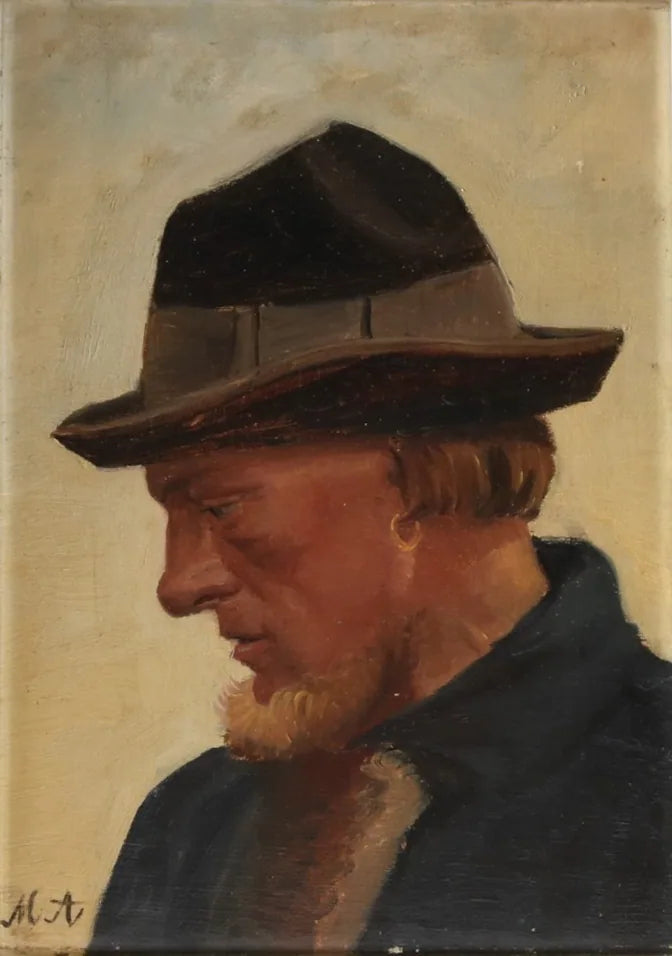 Muotokuva kalastajasta pehmeässä hatussa. -Michael Peter Ancher