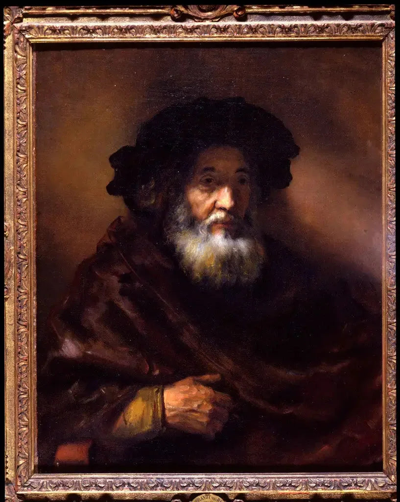 Vanhan miehen muotokuva viitassa - Rembrandt