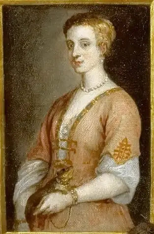 Naisen muotokuva lemmikkieläimen kanssa, joka on kiinnitetty ketjulla ranteeseen - David Teniers nuorempi
