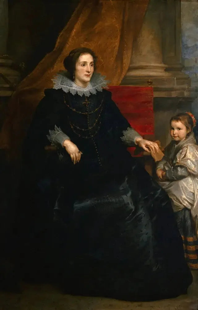 Laadukkaan naisen ja hänen tyttärensä muotokuva - Antoine van Dyck