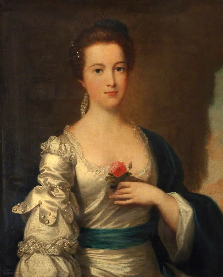 Naisen muotokuva valkoisessa satiinipuvussa - Joshua Reynolds