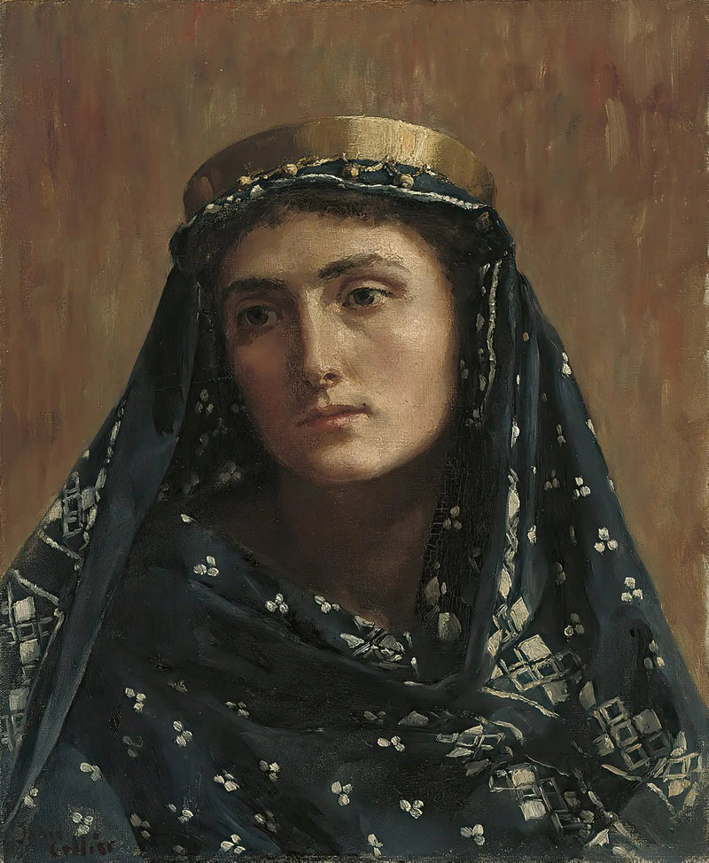 Itämaiseen pukuun pukeutuneen naisen muotokuva - John Collier