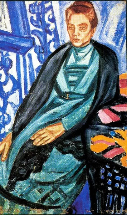 Portrait d'une dame en robe verte - Olga Rozanova