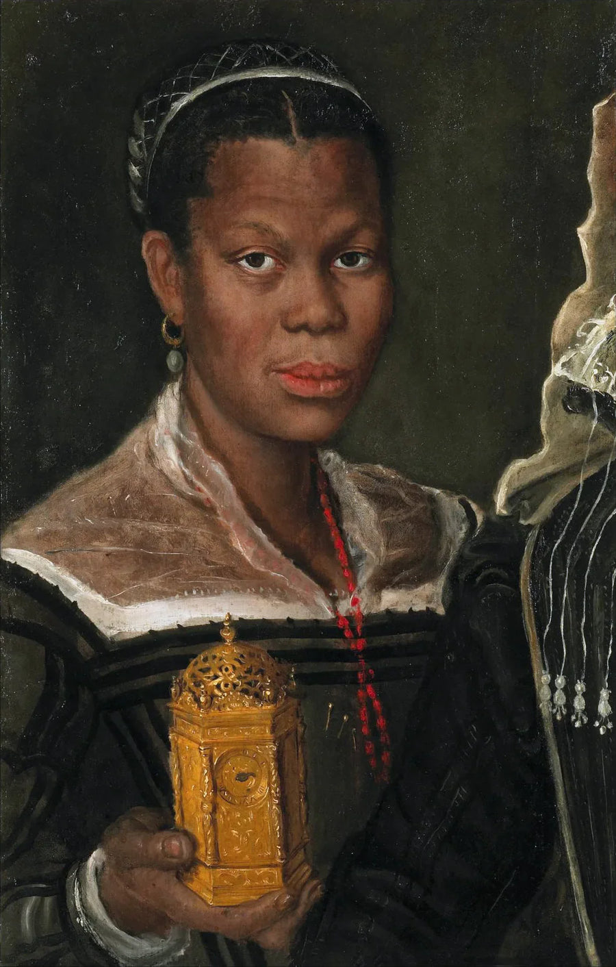 Afrikkalaisen naisen muotokuva, joka pitää kelloa - Annibale Carracci