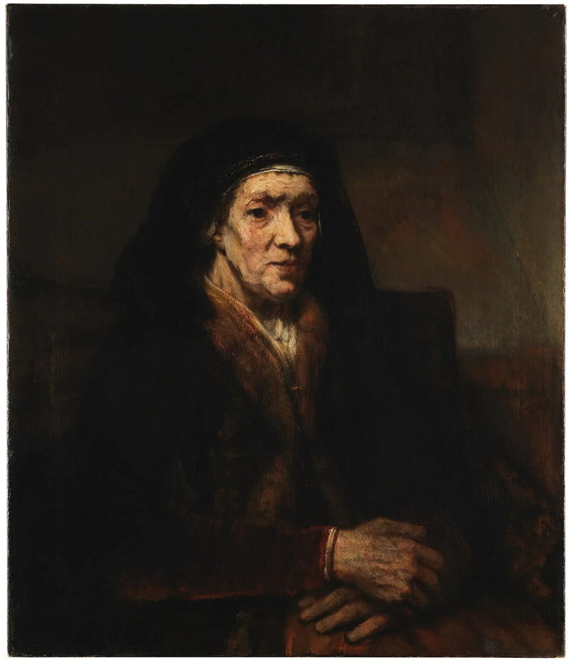 Istuva nainen, kädet ristissä - Rembrandt
