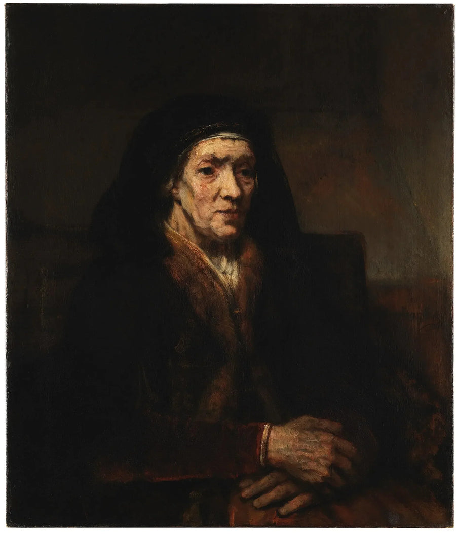 Istuva nainen, kädet ristissä - Rembrandt