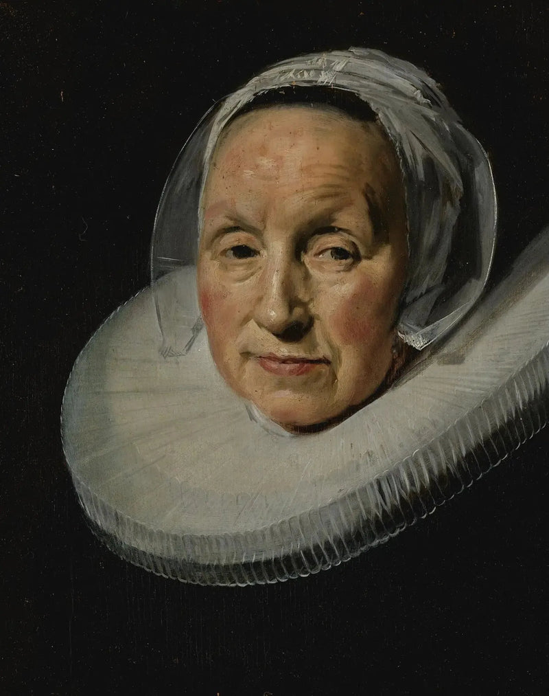 Muotokuva naisesta, jossa on suurennettu ja leikelty rusetti verrattuna hänen alkuperäiseen kokoonsa - Frans Hals