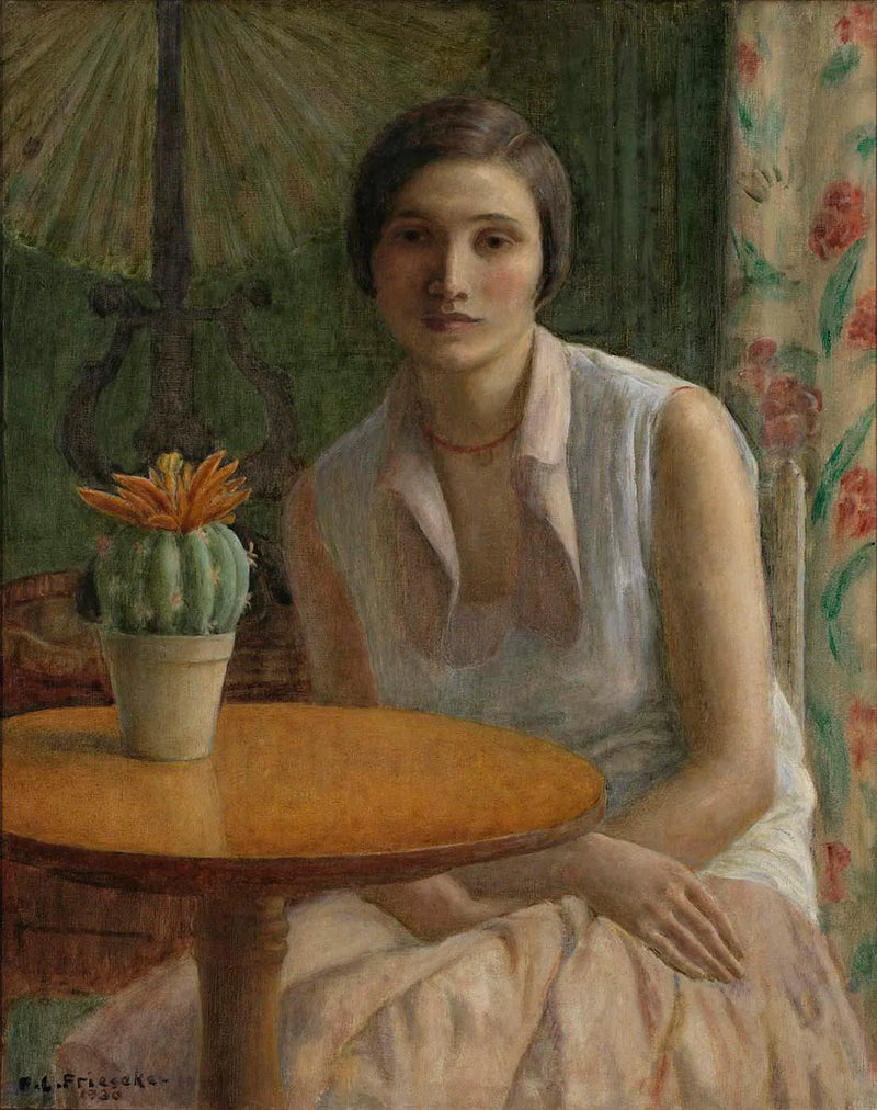 Naisen muotokuva (kaktuksen kanssa) - Frederick Carl Frieseke