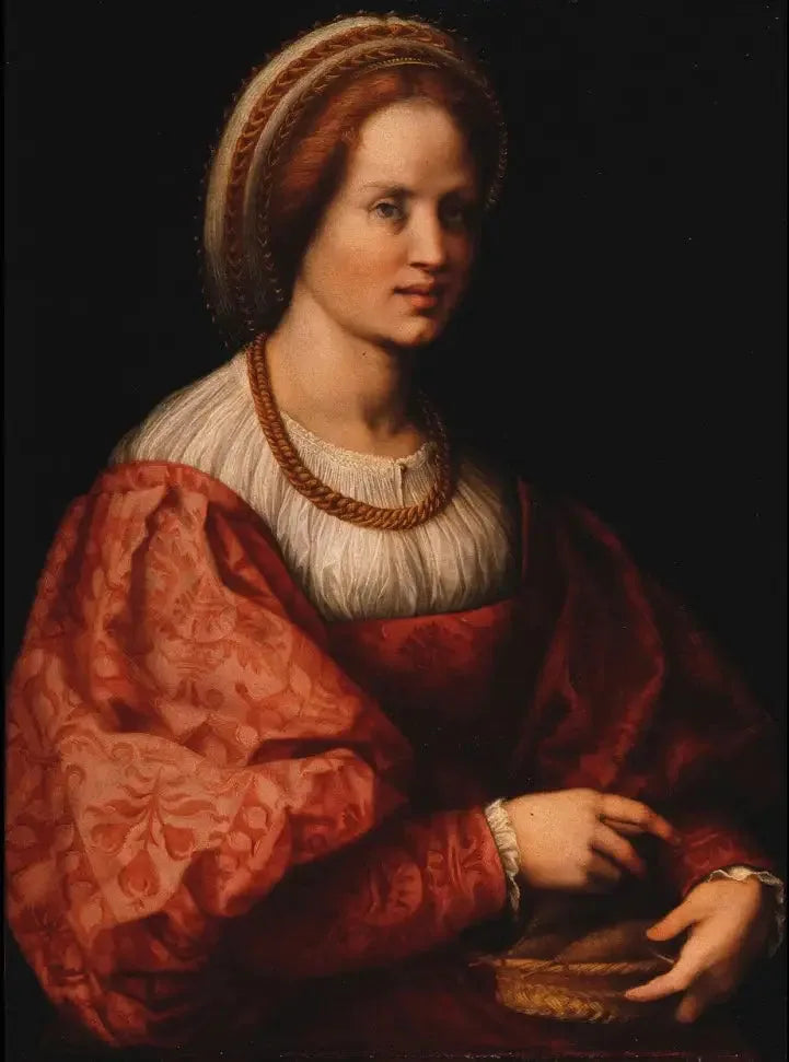 Naisen muotokuva hiilipiirustuspussin kanssa - Andrea del Sarto