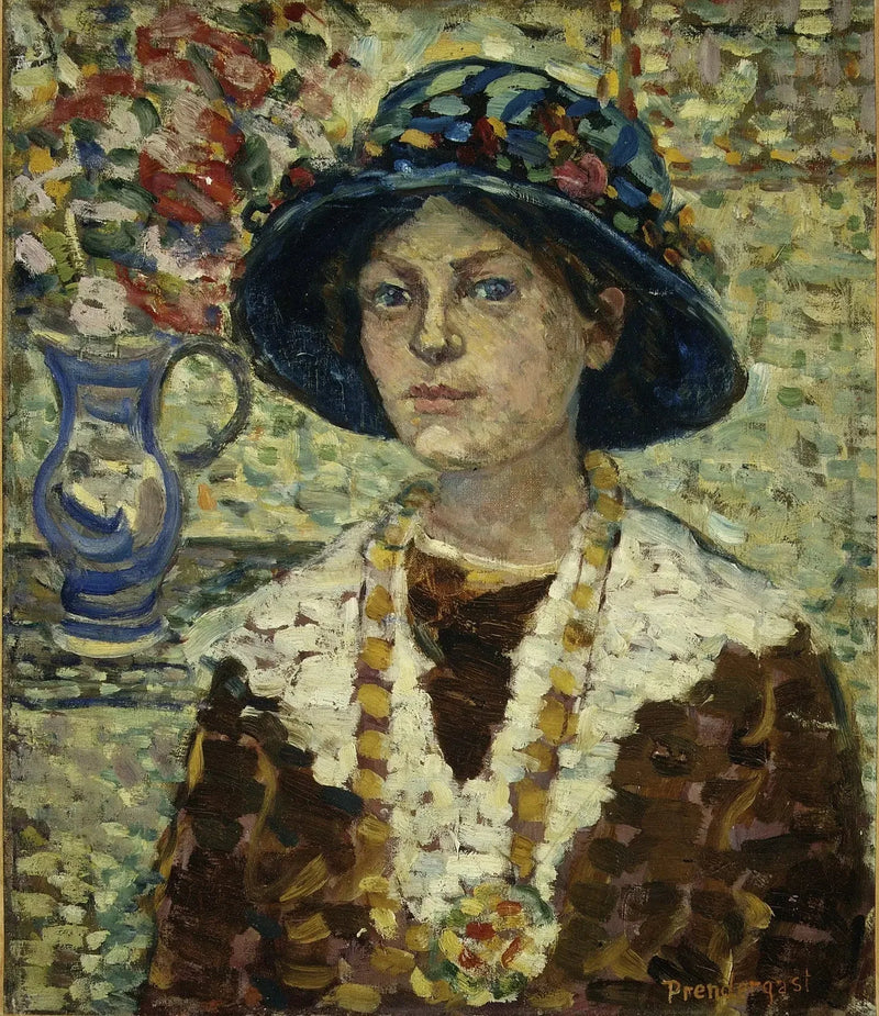 Tytön muotokuva kukkien kanssa - Maurice Prendergast