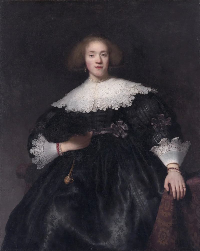 Nuoren naisen muotokuva tuulettimella - Rembrandt
