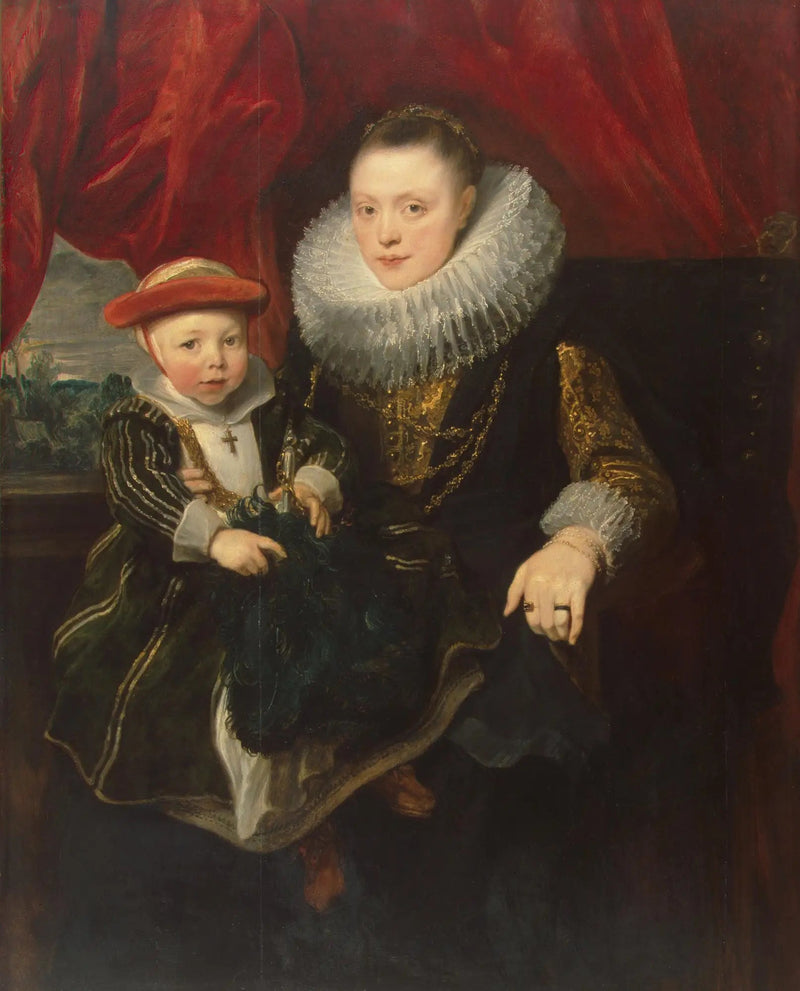 Nuoren naisen muotokuva lapsen kanssa - Antoine van Dyck