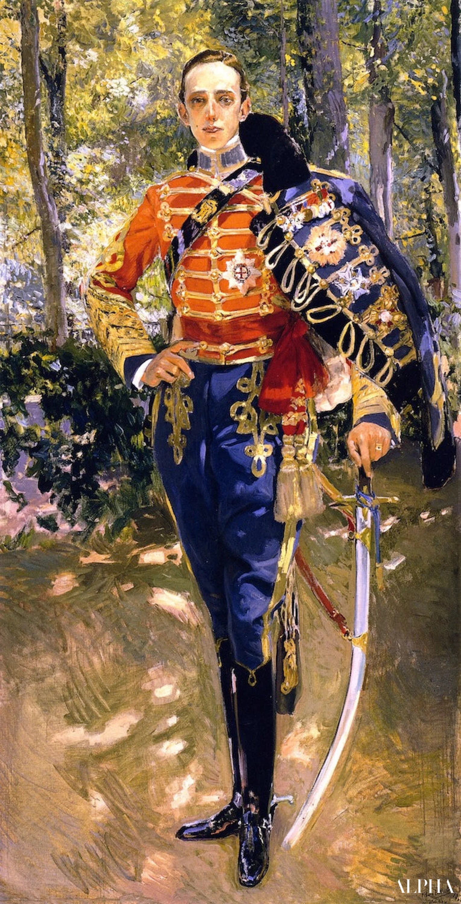 Alfonso XIII:n muotokuva husaariunivormussa - Sorolla - Korkealaatuiset taulujen ja maalauksien reproduktiot