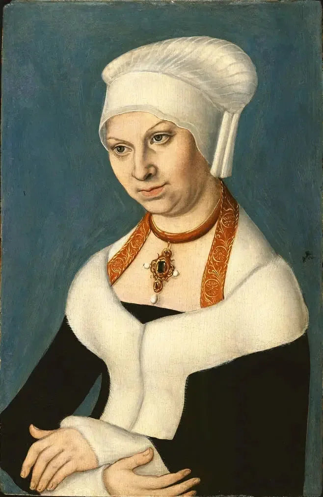 Barbara-herttuattaren muotokuva (1478-1534), Gemäldegalerie Berlin - Lucas Cranach vanhempi