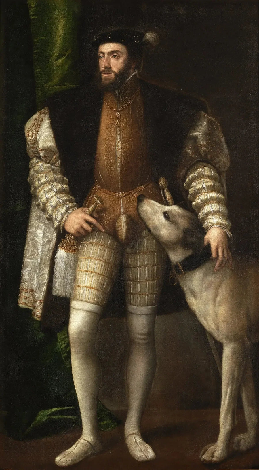 Kaarle Quintin muotokuva koiran kanssa - Titian