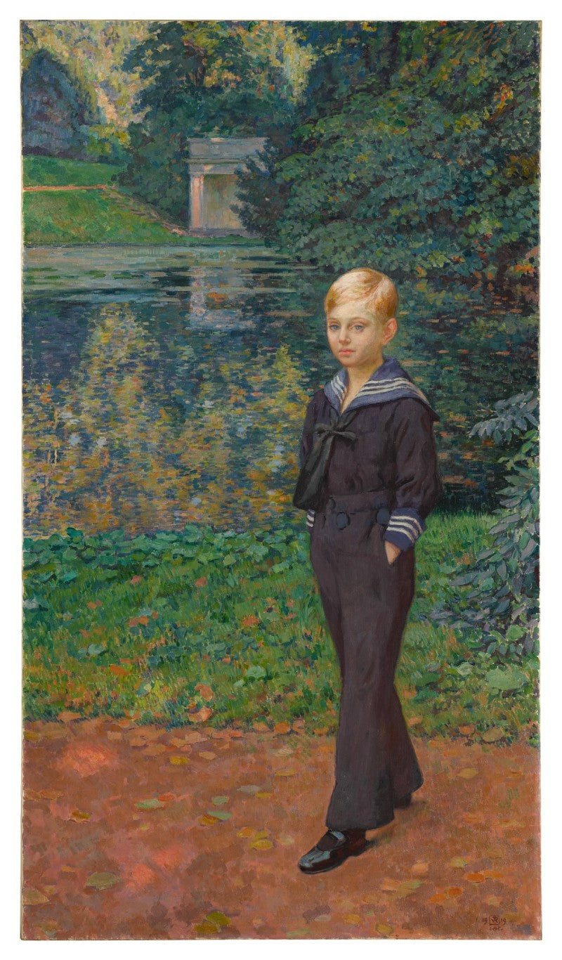 Claude Stevensin muotokuva merimiehenä, puutarhassa - Théodore van Rysselberghe