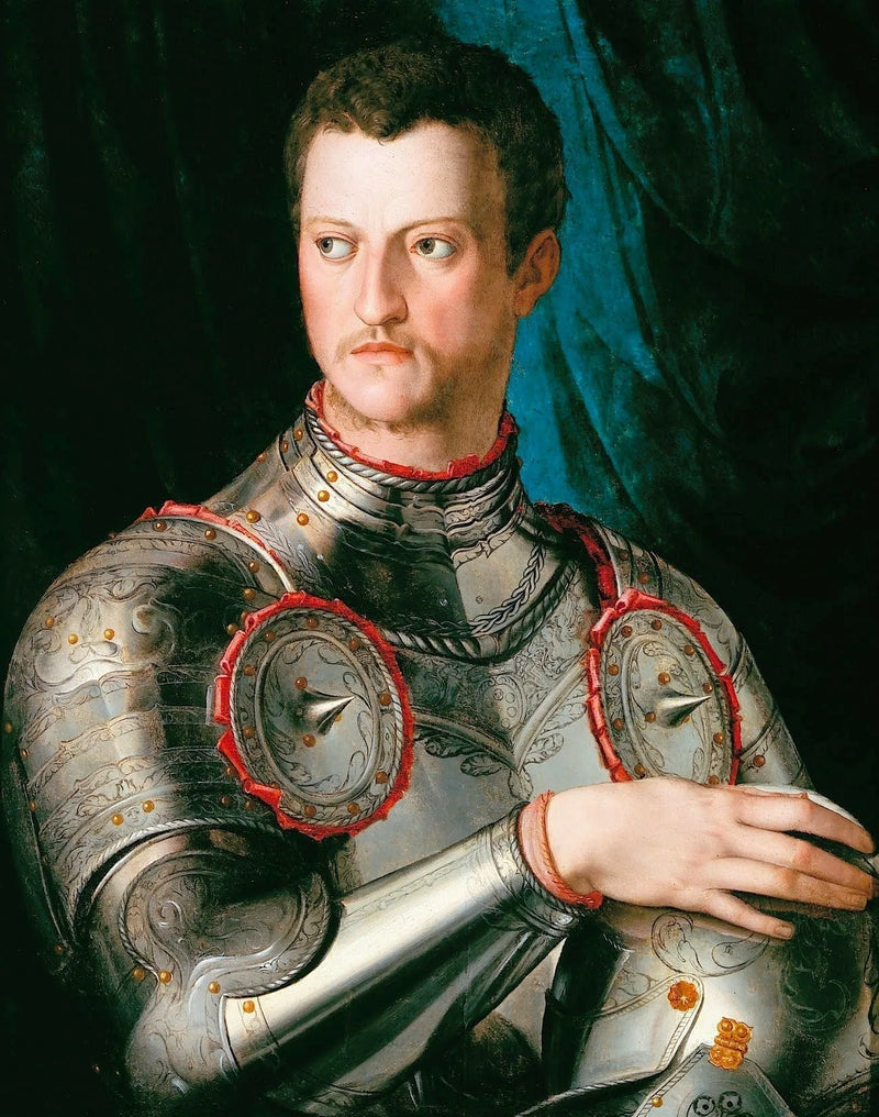 Cosme I de Médicis'n muotokuva haarniskassa. - Bronzino