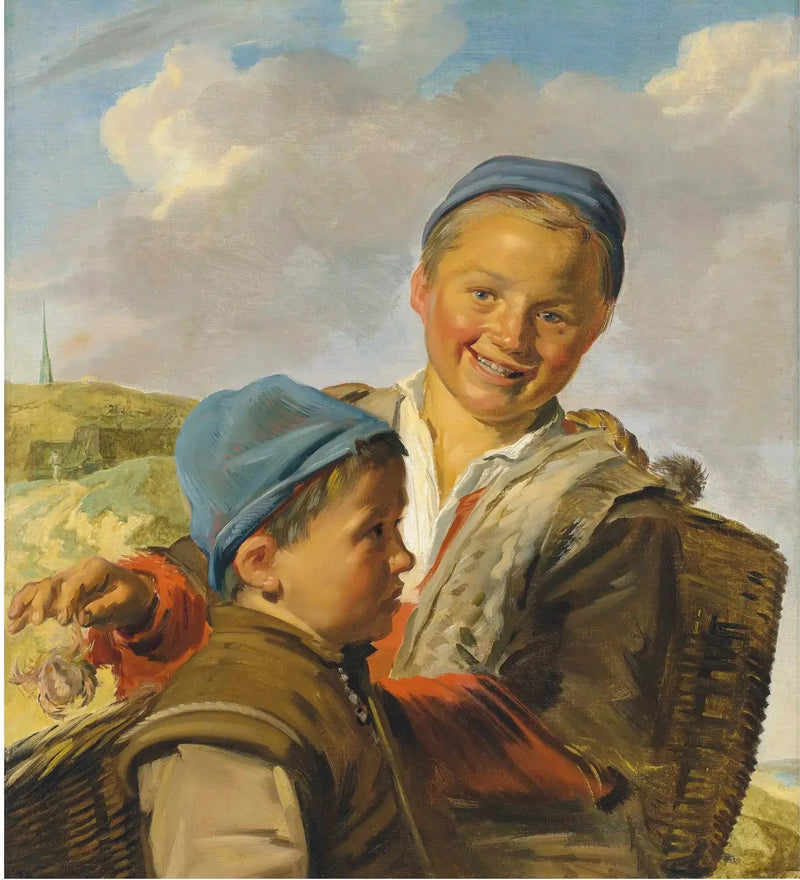 Kaksospoikien muotokuva, joista toinen pitää rapua - Frans Hals