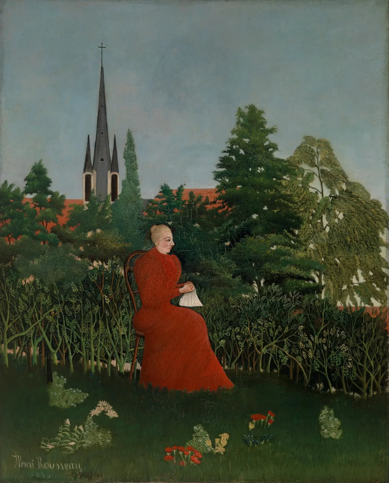 Naisen muotokuva maisemassa - Henri Rousseau