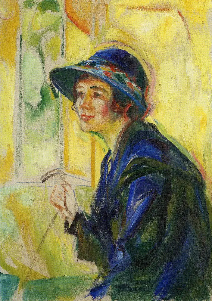 Naisen muotokuva keltaisella taustalla - Edvard Munch