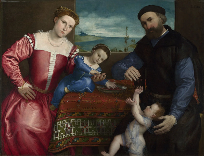 Giovanni della Voltan muotokuva vaimonsa ja lastensa kanssa - Lorenzo Lotto