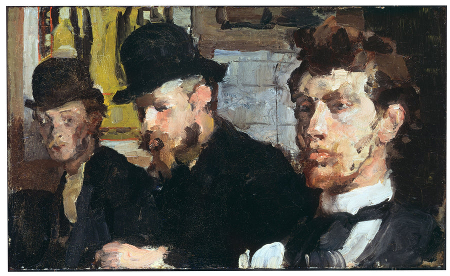 Ryhmämuotokuva, vasemmalta oikealle taiteilijat Carel Adolph Lion Cachet, Gerrit Willem Dijsselhof ja Theo Nieuwenhuis - Isaac Israel