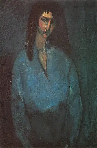 Nuoren tytön muotokuva sinisessä paidassa - Amedeo Modigliani